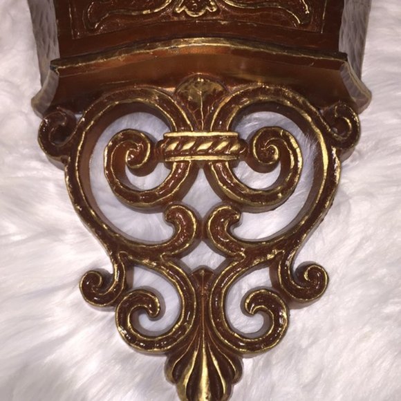 Vintage Bronze Copper Neoclassical Scrolled Embossed Filigree Wall Pocket - Picture 3 of 8